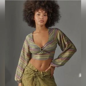 urban outfitters cropped tie back top